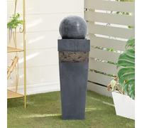 Warmiehomy Electric Water Fountain, Decorate Water Feature Waterfall Fountain with LED Lights Stone Effect Freestanding for Garden, Patio, Countryard, 80cm Water Features, Dark Blue, Sphere