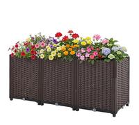 Warmiehomy Elevated Raised Garden Bed 200L, 120x40x52cm Polypropylene Raised Planter Bed, Large Planters Box for Growing Outdoor Plants, Vegetables, Flowers and Herbs, Brown