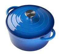Warmiehomy Enamelled Cast Iron Pot with Lid,Blue 5L Non Stick Deep Dutch Oven for Bread Baking,Cast Iron Casserole Dish with Lids for Induction and Oven Safe,26cm