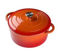 Warmiehomy Enamelled Cast Iron Pot with Lid,Orange 3L Non Stick Deep Dutch Oven for Bread Baking,Cast Iron Casserole Dish with Lids for Induction and Oven Safe,22cm