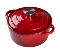 Warmiehomy Enamelled Cast Iron Pot with Lid,Red 3L Non Stick Deep Dutch Oven for Bread Baking,Cast Iron Casserole Dish with Lids for Induction and Oven Safe,22cm