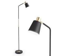 Warmiehomy Floor Lamp, Industrial Corner Floor Lamp, Standing Lamp, Adjustable Metal Heads Indoor Task Lighting Reading Floor Lamps Tall Floor Light with E27 Socket for Living Room, Bedroom, Black