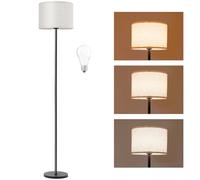 Warmiehomy Floor Lamp, Linen Corner Floor Lamp, Farmhouse Standing Lamp, Rustic Standing Lamp Task Lighting Reading Floor with Linen Shade Tall Floor Light with E27 LED Bulbs for Living Room, Bedroom