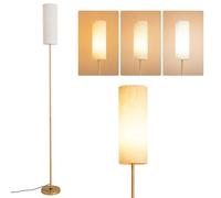 Warmiehomy Floor Lamp Simple Design, Modern Floor Reading Lamps, Single Stand Lamp, Gold Tall Lamps, Single Floor Light Pole Lamp with Foot Switch and Linen Shade for Living Room Bedroom Office