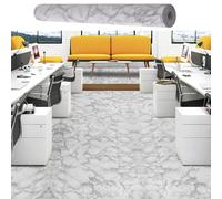 Warmiehomy Floor Tiles Self Adhesive Vinyl Flooring,60cmX10m Peel and Stick Waterproof Flooring Tiles Roll for Bedroom Living Room Kitchen Floor (White-Grey)