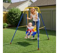 Warmiehomy Foldbale Toddler Swing 3 in1 Baby Swing with Safety Harness Heavy Duty Kids Swings for Garden Outdoor Indoor Use, Folding Metal Stand, Outdoor Play Equipment for Children, Gift for Boy Girl