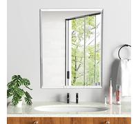 Warmiehomy Frameless Bathroom Mirror Rectangle Adhesive or Hanging Wall Mirror 2 in 1 with Bevelled Edge for Bathroom Bedroom Living Room(50 x 70 cm)