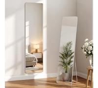 Warmiehomy Full Length Mirror, 150x40cm Rectangle Standing Full Body Long Mirror Hanging or Leaning Against Wall for Bedroom Living Room(Sliver White
