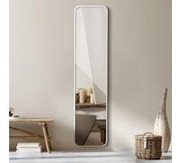 Warmiehomy Full Length Wall Mounted Mirror, 28x118cm Full Body Mirror, Sliver White Long Metal Framed Mirror for Living Room or Dressing Bedroom