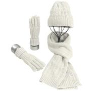 Warmiehomy Hat Gloves Scarf Set for Women Ladies Soft Warm Knitted Beanie Cap Long Scarf Gloves 3 in 1 Winter Thick Set for Outdoors Walking Shopping Skiing Fishing Camping