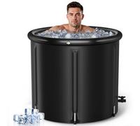 Warmiehomy Ice Bath Tub, 85x75cm Portable Ice Bath with Cover, Cold Water Therapy Plunge Tub for Athletes Recovery with Inflatable Neck Rest Ring, Portable Outdoor Cold Tub with Storage Bag