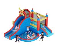 Warmiehomy Inflatable Bouncy Castle with Ball Pit & Bouncing Area & Slides & Basketball Game & Dart Game, Bounce Water Park, Jump House for Kids Age 3-8 Indoor Outdoor Garden Park Backyard Play