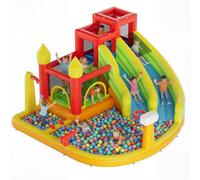 Warmiehomy Inflatable Bouncy Castle with Slide Bounce Water Park with Air Blower Splash Pool Water Cannon and Climbing Wall for Garden Park Backyard Birthday Gifts