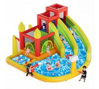 Warmiehomy Inflatable Bouncy Castle with Slide Bounce Water Park with Air Blower Splash Pool Water Cannon and Climbing Wall for Garden Park Backyard Birthday Gifts