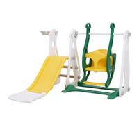 Warmiehomy Kids Slide Polar Bear Flat Beam 3-In-1, Multi - Function Baby Swing And Slide Set, Toddler Slide With Basketball Hoop Indoor And Outdoor Playground For Children Age 1-3 Green152x115x108cm