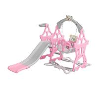 Warmiehomy Kids Swing and Slide Set for 1-3 Years Toddler | Indoor/Outdoor Baby Playground with Safety Harness | CE Certified PP Plastic Climbing Frame for Gardens, Nursery & Backyards, Pink (Pink-A)