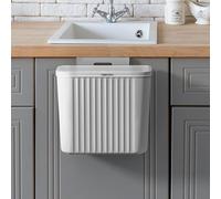 Warmiehomy Kitchen Bin 7L Hanging Trash Can Food Waste Bin with Lid Wall-mounted Compost Bins for Kitchen Under Sink Bin for Cabinet, Cupboard, Bathroom, 26 x 15.5 x2 3.1cm