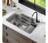 Warmiehomy Kitchen Sink 304 Stainless Steel Sink 70 x 48 x 23 cm Nano Single Bowl Kitchen Sinks with Basin-in Basin, Hanging Shelf, Chopping Board with Drainer Kit for Bar, Campervan