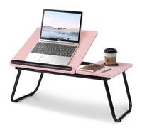 Warmiehomy Laptop Desk, Laptop Bed Table with Foldable Legs & Cup Slot,Reading Holder Notebook Stand with Adjustable Height Angle,Laptop Bed Tray for Bed Sofa Breakfast Work Study Reading (Pink)