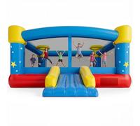 Warmiehomy Large Bouncy Castle with Slide for Kids Age 3-8, 14.7 x 14.7 x 7.15ft Indoor Outdoor Bounce House with Basketball Hoop,Throw Ball Game for Garden Park Backyard Birthday Gift, Holds 6 Kids