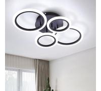 Warmiehomy LED Ceiling Light,Round Modern Ceiling Lamp,42W Cool White Light 6500K,4 Lights Flush Mount Ceiling Lighting for Living Room(Black,60x40x11CM)
