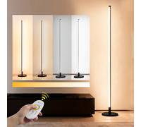 Warmiehomy LED Floor Lamp, 57.8'' Stepless Dimmable Minimalist Standing Lamp with Foot Switch, Tall Corner Lamp for Living Room, Bedroom, Office, 3000K-6000K Modern Standing Mood Lamp, Black