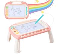 Warmiehomy Magnetic Drawing Board 46.5x36.5cm Large Drawing Pad for Kids with Handle & Stand, 4 Animal Print Stamps & Removable Legs, 1 Paintbrush & Sliding Magic Eraser, Educational Toys