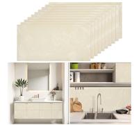 Warmiehomy Marble Tile Stickers 60x30cm 10Pcs Thicken Self Adhesive Wall Tiles Waterproof,Peel and Stick on Vinyl Marble Tiles for Living Room Bedroom Bathroom Kitchen Splashback,Beige White Jade