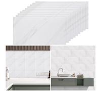 Warmiehomy Marble Tiles 60x30cm 30Pcs Thicken Self Adhesive Wall Tiles Waterproof,Peel and Stick on Vinyl Tiles for Living Room Bedroom Bathroom Kitchen Splashback,Jazz White