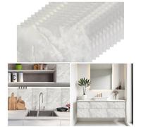 Warmiehomy Marble Tiles 60x30cm 30Pcs Thicken Self Adhesive Wall Tiles Waterproof,Peel and Stick on Vinyl Tiles for Living Room Bedroom Bathroom Kitchen Splashback,Pale Green Marble