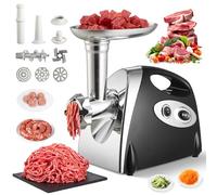 Warmiehomy Meat Grinder Electric, 2800W Meat Mincer with 3 Stainless Steel Grinding Plates, Food Mincer Machine, Household Sausage Meat Patty Maker, Reverse Function, Plastic Housing(Black)