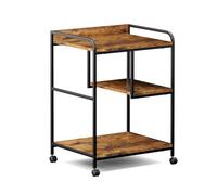 Warmiehomy Mobile 3-Tier Printer Table with Wheels, Rolling Cart Stand for Home Office, Under Desk Printer Stand with Storage Shelf, Retro