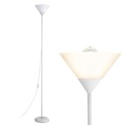 Warmiehomy Modern Tall Floor Lamp Single Uplighter, Acrylic Floor Lamp with E27 Bulb & Button Control, Single Floor Light Tall Standing Lamp with Cone Lampshade for Living Room,Bedroom,Office, White