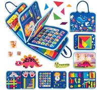 Warmiehomy Montessori Busy Board for Toddlers 1 2 3 Year Old, Sensory Activity Toy for Boys Girls, Educational Learning Toy to Develop Motor Skills, Kid Travel Essentials Blue Big Whale Gifts