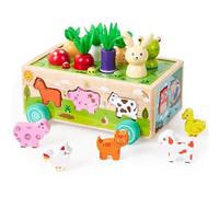 Warmiehomy Montessori Wooden Sensory Toys for 1 2 3 Year Old Girls Boys Toddler Toys 1st Birthday for Baby Gifts Wood Farm Animal Pulling Game Car Educational Learning Sensory Toy