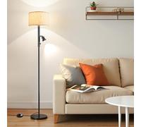 Warmiehomy Mother and Child Floor Lamp, 3000k Standard Lamps, Linen Shade Floor Lights with Adjustable Side Light, Eye Caring Reading Lamp, Standing Lights Modern Pole Light for Living Rooms, Bedroom