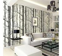 Warmiehomy Non-Woven Wallpaper 4 Pack x 53cm x 10m 3D Modern Forest Birch Tree Wallpaper Textured Wall Decoration for Living Room Bedroom Background