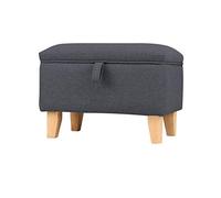 Warmiehomy Ottoman Storage Square Footstool With Straight Wood Legs - Linen Pouffe Chair Multifunction Children Toy Box Stool