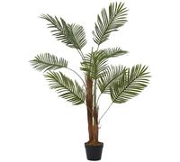 Warmiehomy Outdoor Artificial Plants 120cm / 4FT, Big Fake Palm Tree in Pot Lifelike Faux Tropical Areca Palm Tree Two-Branch Decorative House Plant for Indoor Home Office Garden Bedroom Decoration