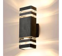 Warmiehomy Outdoor Wall Lights Mains Powered, IP67 Waterproof Up Down Outside Lights, Modern LED GU10 External Lighting Exterior Wall Lamp for Front Door, Porch, Garage, 29cm