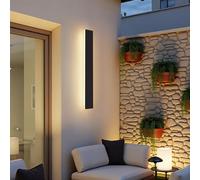 Warmiehomy Outdoor Wall Lights, Modern LED Outside Lights Mains Powered, Ip67 Waterproof External Lights, 3000K Warm White Light Black Exterior & Indoor Wall Light for Front Door Porch Garage, 60cm