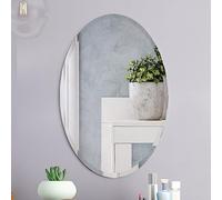 Warmiehomy Oval Bathroom Mirror Frameless Adhesive or Hanging Wall Mirror 2 in 1 with Bevelled Edge for Bathroom Bedroom Living Room(50 x 70 cm