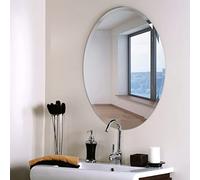 Warmiehomy Oval Bathroom Mirror Frameless Adhesive or Hanging Wall Mirror 2 in 1 with Bevelled Edge for Bathroom Bedroom Living Room(40 x 60 cm)