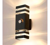 Warmiehomy PIR Outdoor Wall Lights with Motion Sensor, IP67 Waterproof Up Down Outside Lights Mains Powered, GU10 LED External Modern Lighting Exterior Sconce Lamp for Front Door, Porch, Garage, 29cm