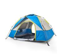 Warmiehomy Pop Up Tent, 3-4 Person Instant Camping Tent With 2 Mesh Doors & 2 Mesh Windows, Waterproof & Windproof Dome Tent With Storage Bag, Outdoor Tent for Camping Hiking Backpacking, Blue