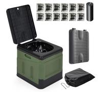 Warmiehomy Portable Camping Toilets for Adults, Outdoor Lightweight Foldable Toilets, Compact Travel Toilet for Adult Potty with Curing Agent, Compost Toilet Max 150KG (Green)