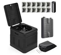 Warmiehomy Portable Camping Toilets for Adults with Absorbent Gel Powder, Outdoor Foldable Toilets, Compact Travel Toilet for Adult Potty, Compost Toilet for Hiking, Car Camping, Fishing(Black)