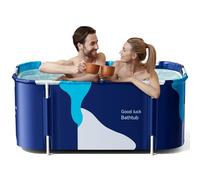 Warmiehomy Portable Foldable Bathtub for Adults, 120X50X55cm Freestanding Soaking Bathtub with Cushion, Hot Bath Ice Bath SPA Tub for Shower, Folding Bathtub for Adults Kids, Milk Style