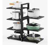 Warmiehomy Pots and Pans Organiser, 7 Tier Adjustable Non-slip Saucepan Rack, Storage Organiser Rack for Kitchen Cabinet Organizers, Saucepan Storage with 2 DIY Methods