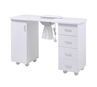 Warmiehomy Professional Nail Table Mobile Manicure Nail Table with Built-in Nail Dust Collection,Art Beauty Salon Workstation Vacuum Fan Table WorkStation Beauty Manicure Nail Desk, White
